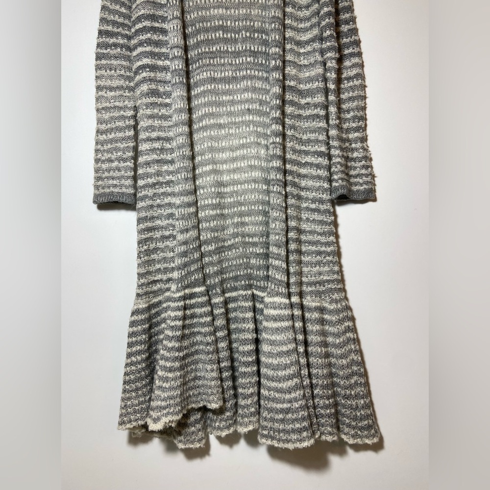 Free People Grey Smile Like You Mean It Stripe Knit L Cardigan Duster OB461298 - Picture 8 of 14
